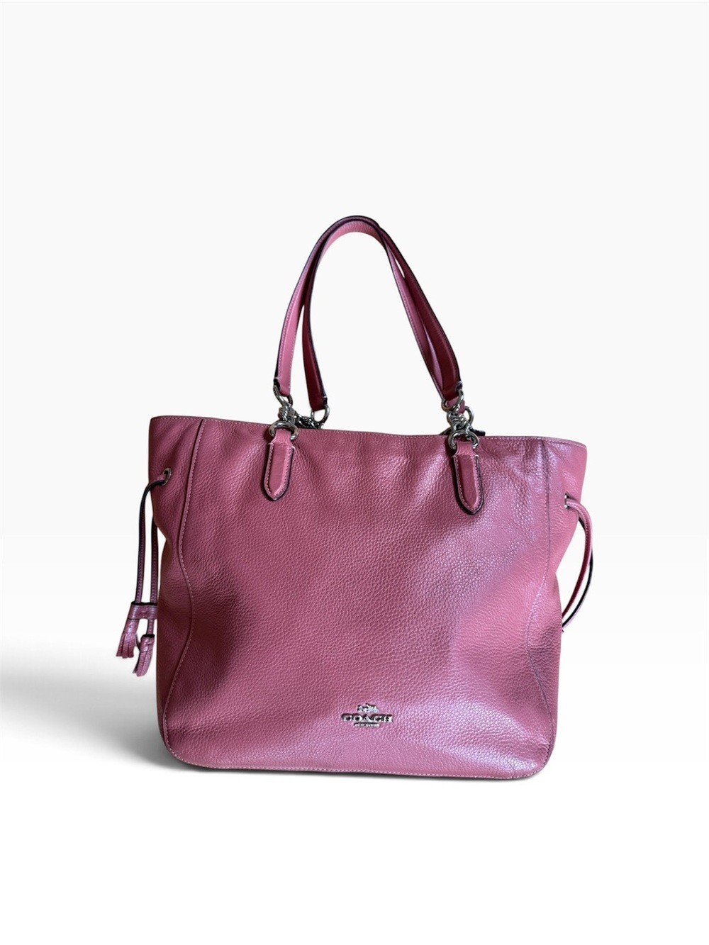 Coach- Mauve Pink Pebbled Leather Tote w/ Tassels